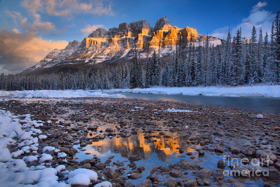 Castle Mountain Sunrise Reflections Photograph by Adam Jewell