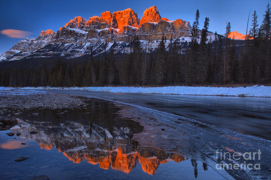 Castle Mountain Sunset Peaks Photograph by Adam Jewell