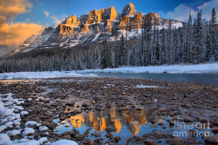 Castle Mountain Winter Sunrise Photograph by Adam Jewell