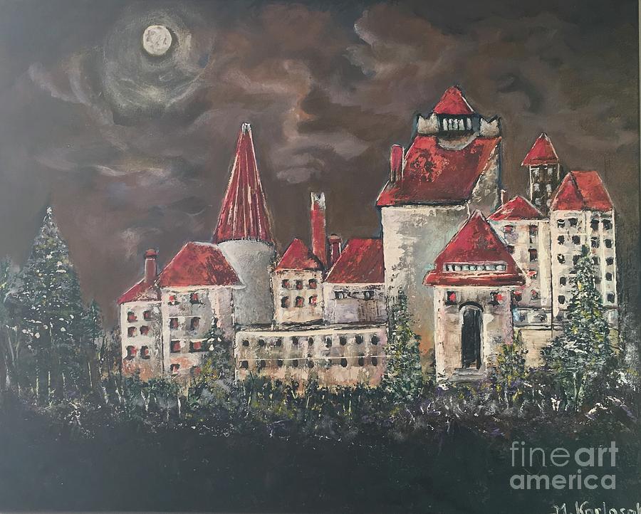 Castle of Dracula  Painting by Maria Karlosak