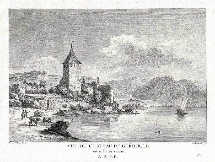 Vintage Digital Art - Castle of Glerolle Switzerland Vintage View by Antique Images
