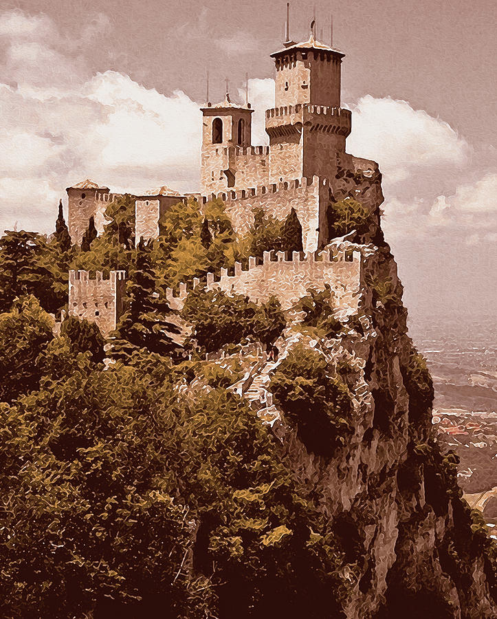 Castle of San Marino - 01  Painting by AM FineArtPrints