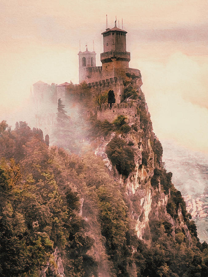 Castle of San Marino - 02 Painting by AM FineArtPrints