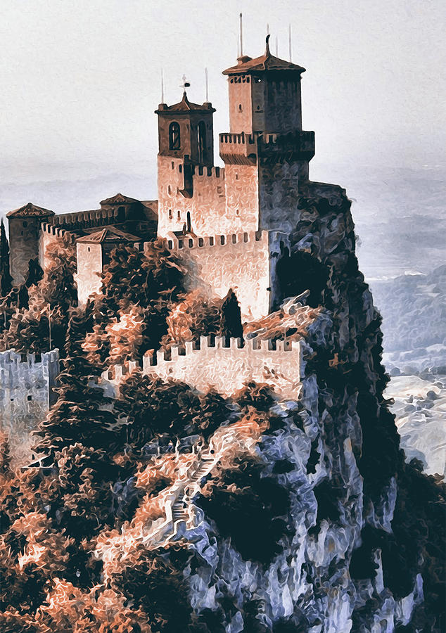 Castle of San Marino - 03 Painting by AM FineArtPrints