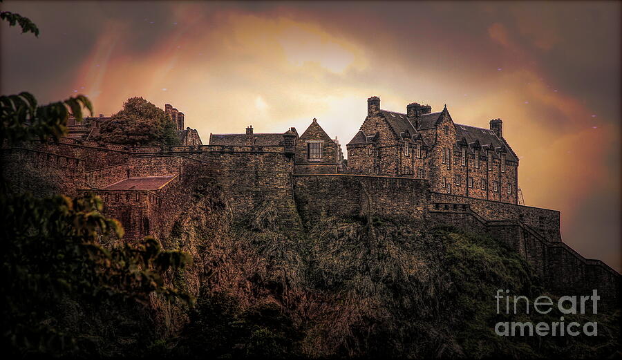 Architecture Digital Art - Castle Rock Edinburgh Travel Scotland  by Chuck Kuhn