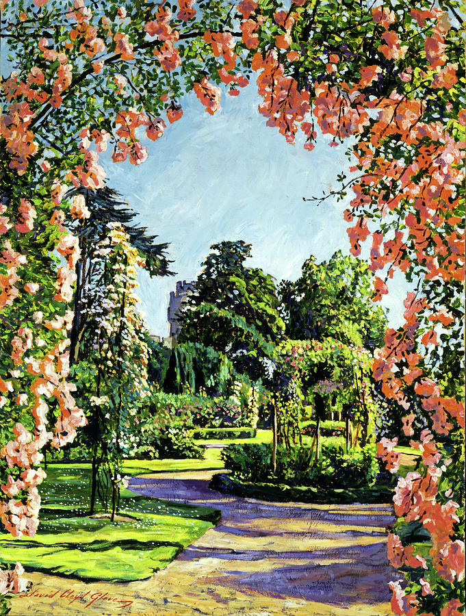 Castle Rose Garden Painting by David Lloyd Glover