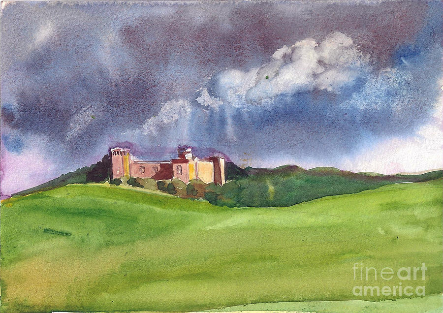 Castle under clouds Painting by Asha Sudhaker Shenoy