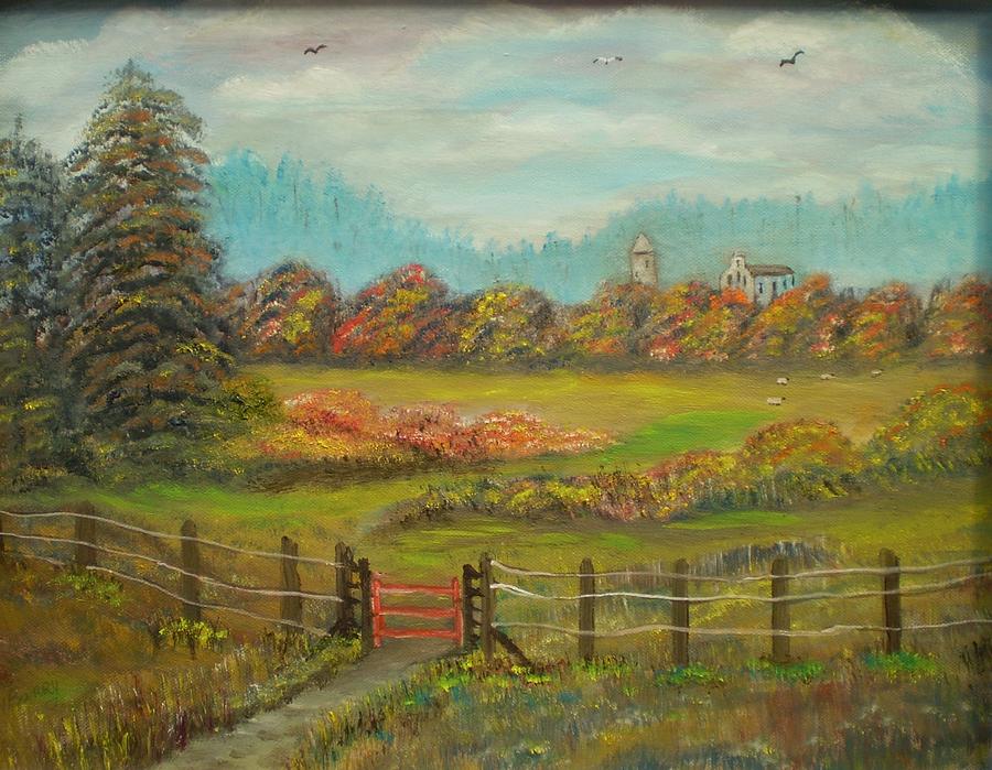 Landscape Painting - Castledermot Round Tower by Noel Barry