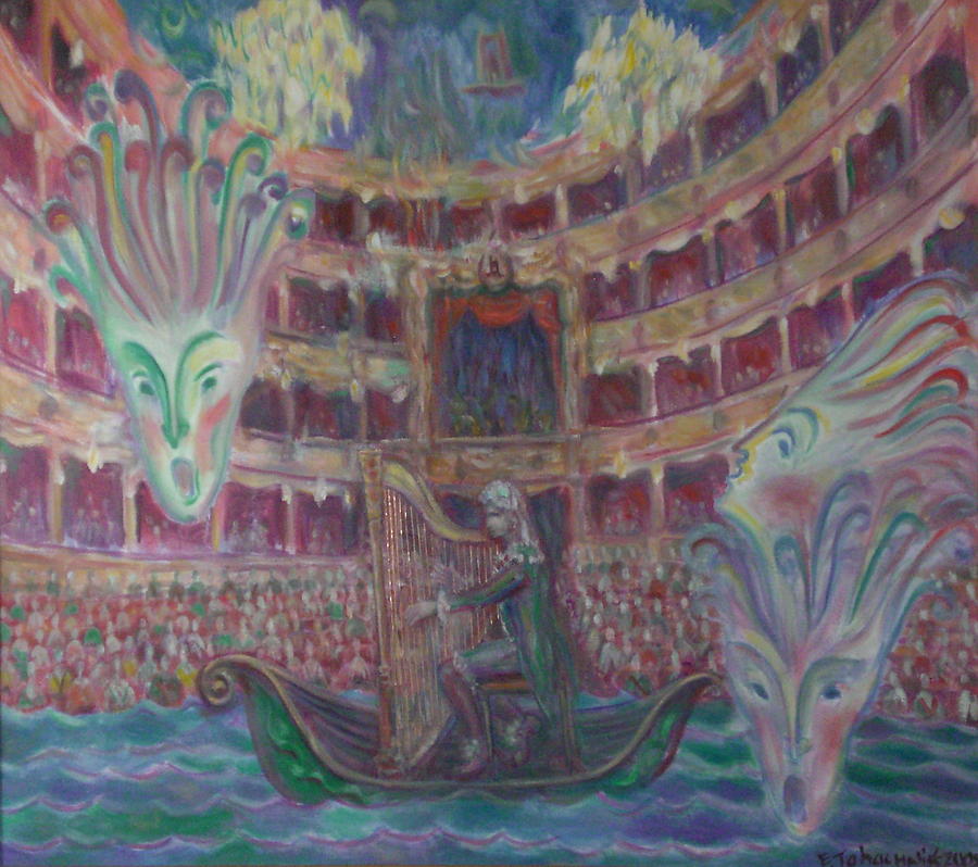 Water Theater Painting - Castrati. Farinelli Playing Harp. by Edward Tabachnik Water Theater Painting - Castrati. Farinelli Playing Harp. by Edward Tabachnik