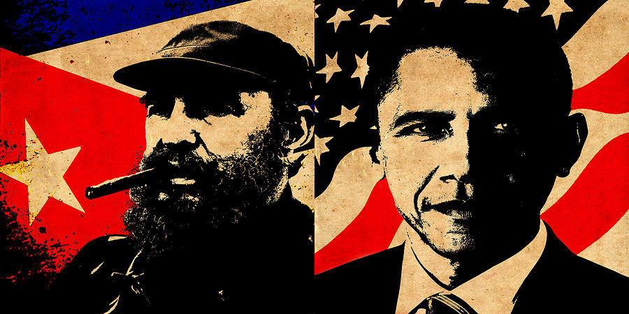 Castro And Obama Photograph by Andrew Fare