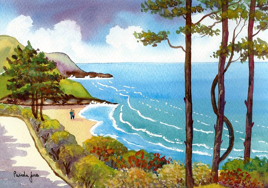 Summer Painting - Caswell Bay Gower South Wales by Pamela Jones