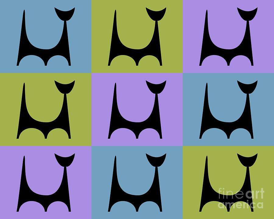 Cat 2 Purple Green and Blue Digital Art by Donna Mibus