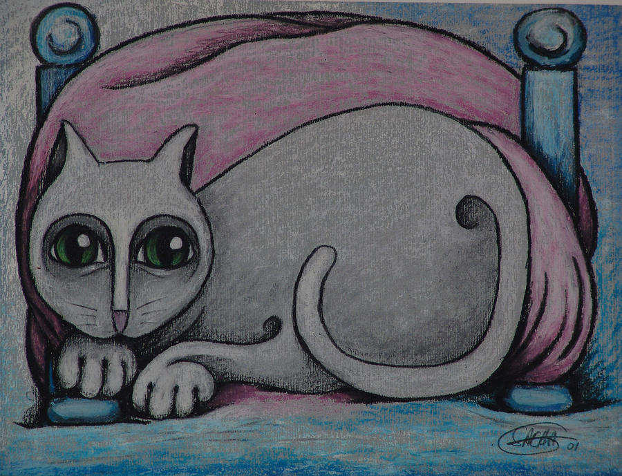 Cat 2001 Drawing by S A C H A - Circulism Technique Cat 2001 Drawing by S A C H A - Circulism Technique