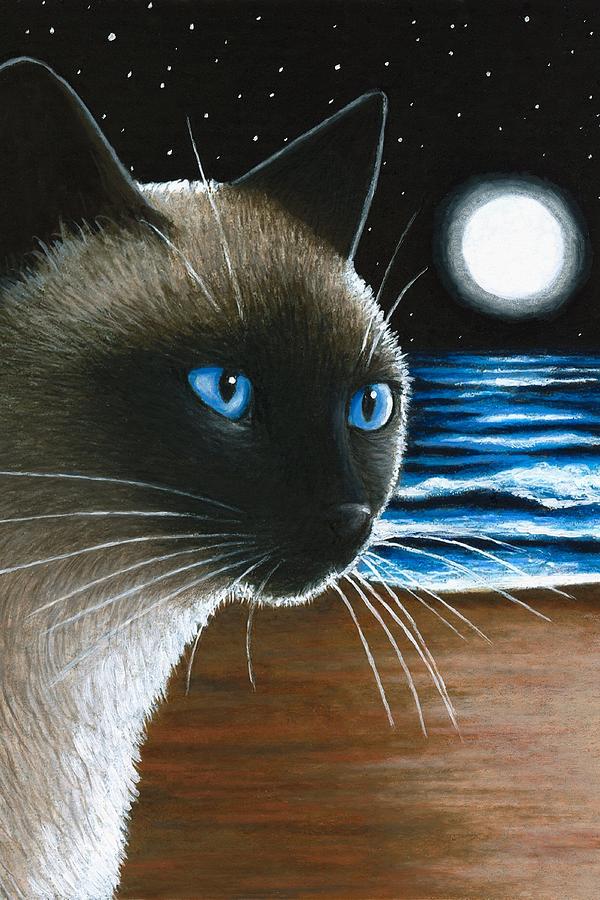 Cat 396 Siamese Painting by Lucie Dumas