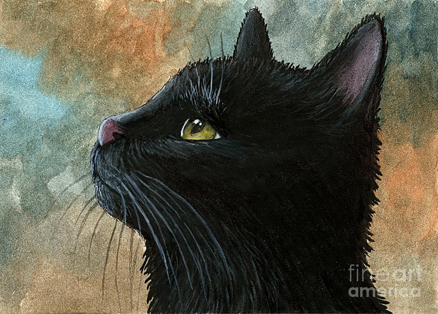 Black Cat 545 Painting by Lucie Dumas
