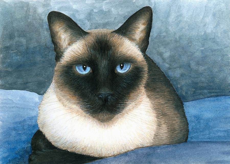 Cat 547 Siamese Painting by Lucie Dumas