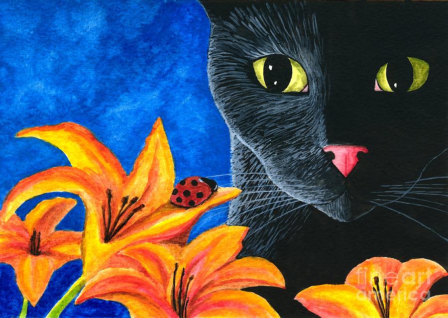 Cat 551 Painting by Lucie Dumas