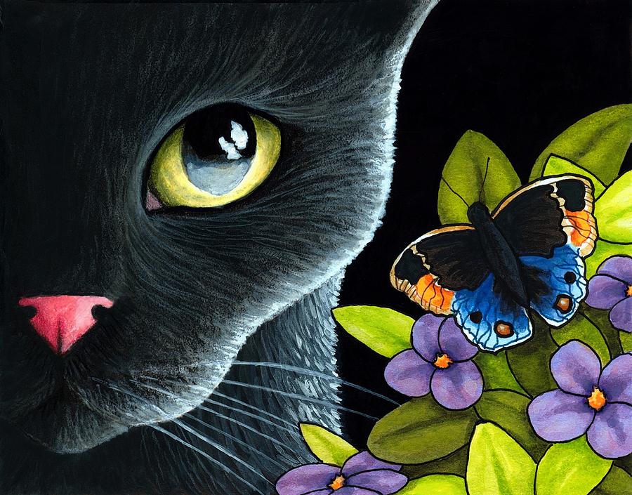 Cat 557 Painting by Lucie Dumas