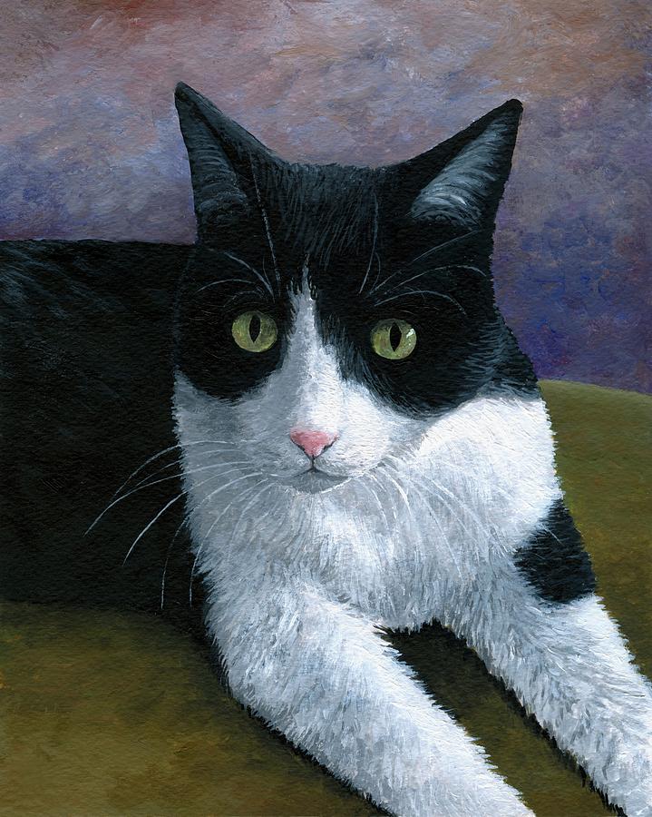 Cat 577 Tuxedo Painting by Lucie Dumas