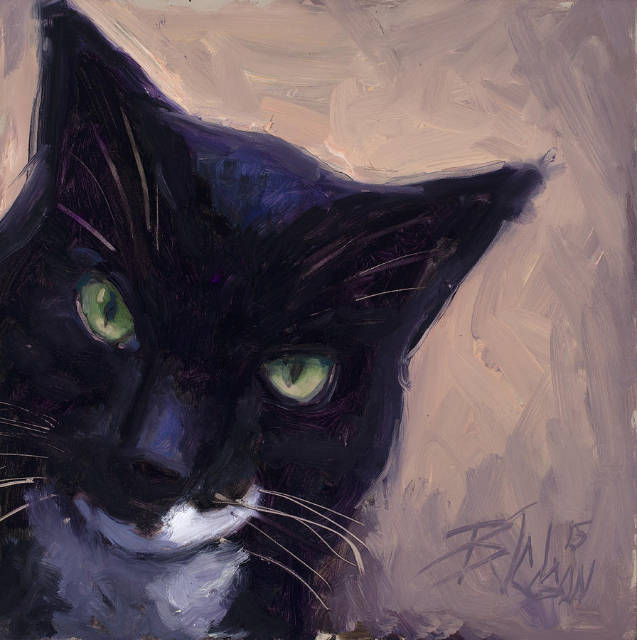 Tuxedo Cat Painting - Cat A Tude by Billie Colson