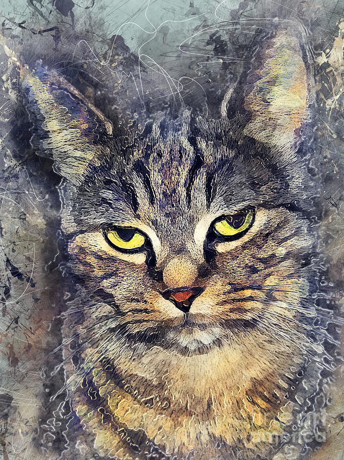 Cat Alex Painting by Justyna Jaszke JBJart