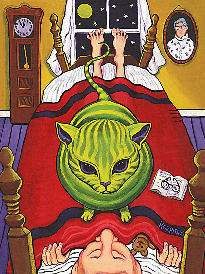 Cat - Alien Abduction Painting by Rebecca Korpita