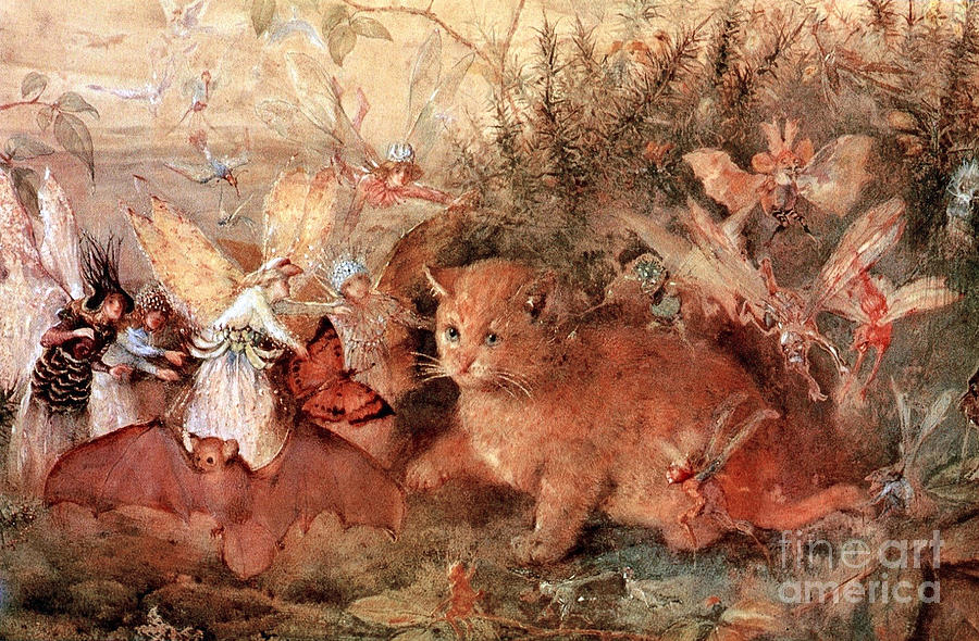Cat Among the Fairies Painting by MotionAge Designs