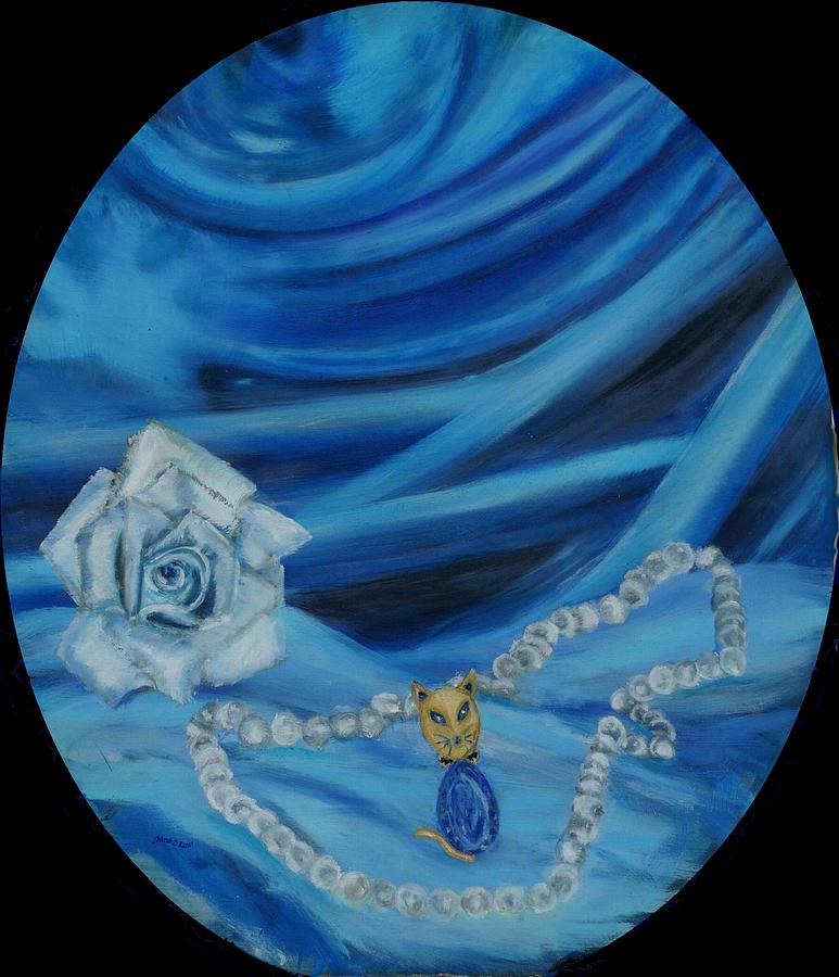 Cat Among the Pearls Dark Painting by Deborah D Russo