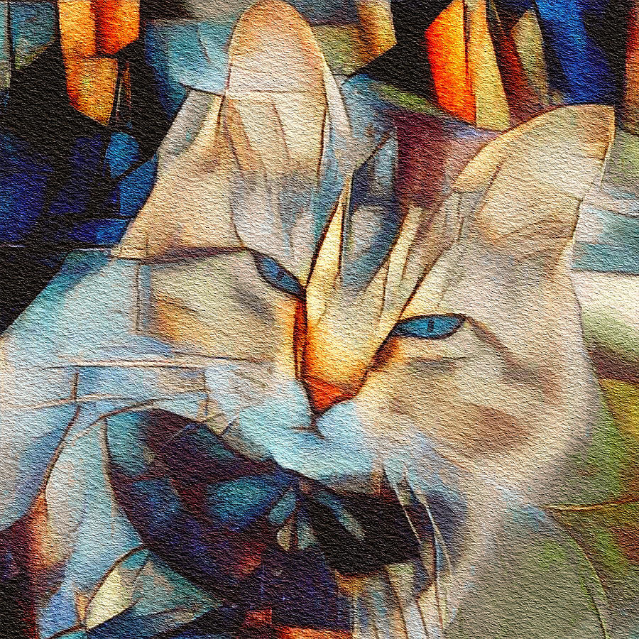 Cat And Cubes Digital Art by Yury Malkov
