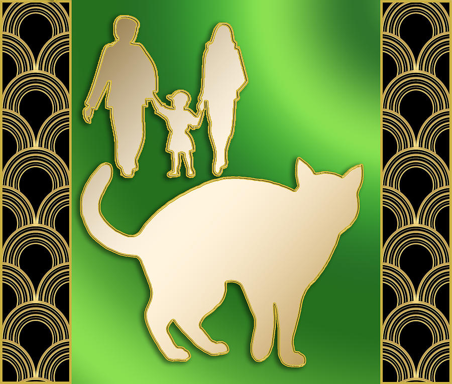 Cat and Family Digital Art by Chuck Staley
