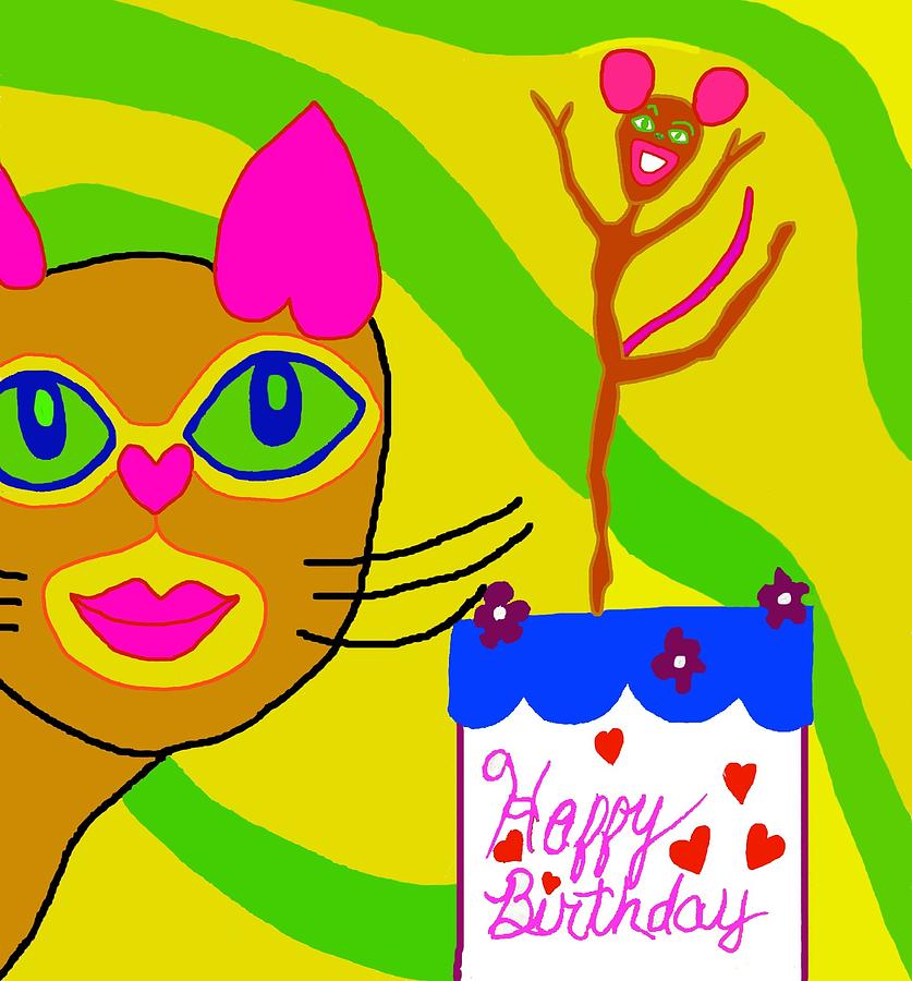 Cat and Mouse Bday 2 Digital Art by Laura Smith