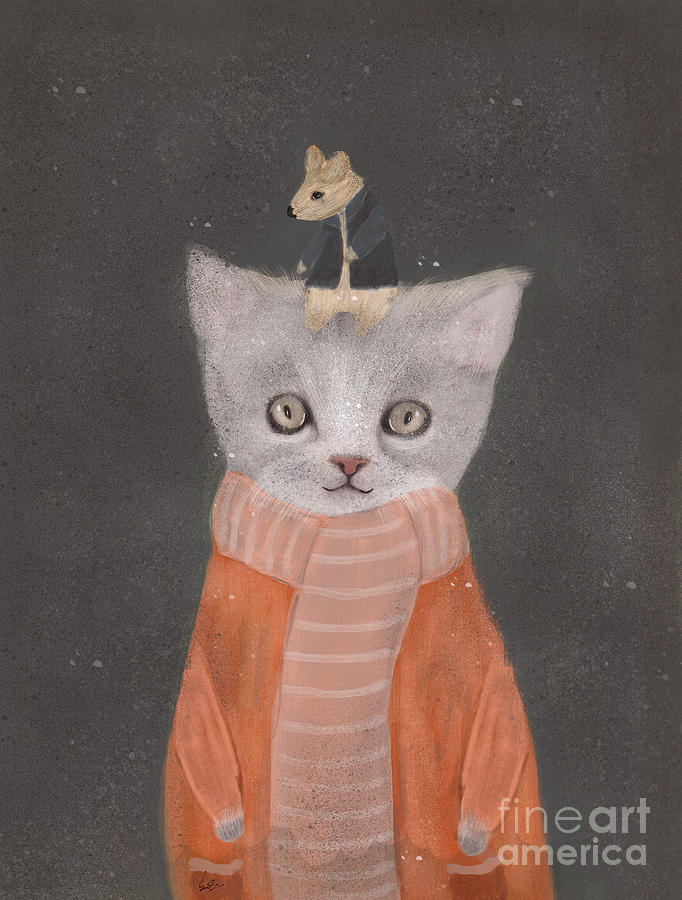 Cat Painting - Cat And Mouse by Bri Buckley