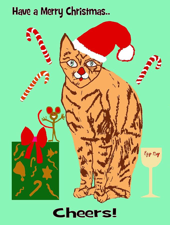 Cat and mouse Xmas II Digital Art by Laura Smith