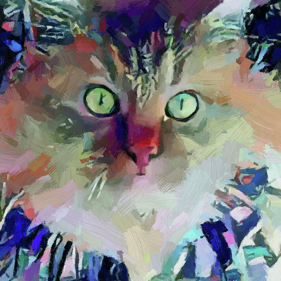 Cat Blue Digital Art by Yury Malkov