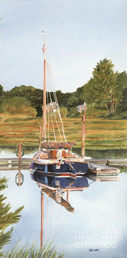 Cat Boat Reflections Painting by Heidi Gallo