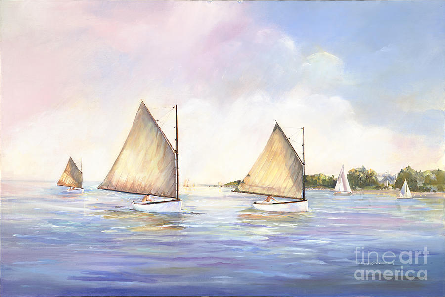 Cat Boats at Play Painting by P Anthony Visco