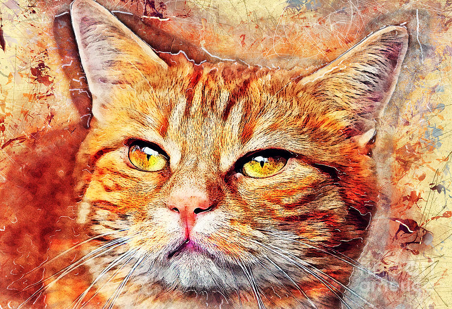 Cat Bob Painting by Justyna Jaszke JBJart