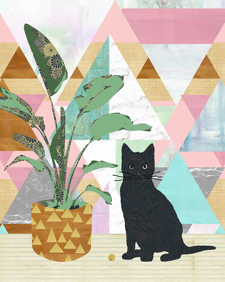Cat Collage Mixed Media by Claudia Schoen