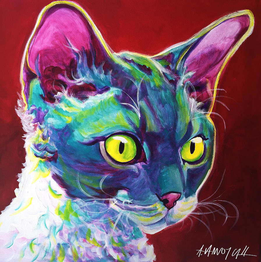 Cat Painting - Cat - Devon Rex by Dawg Painter