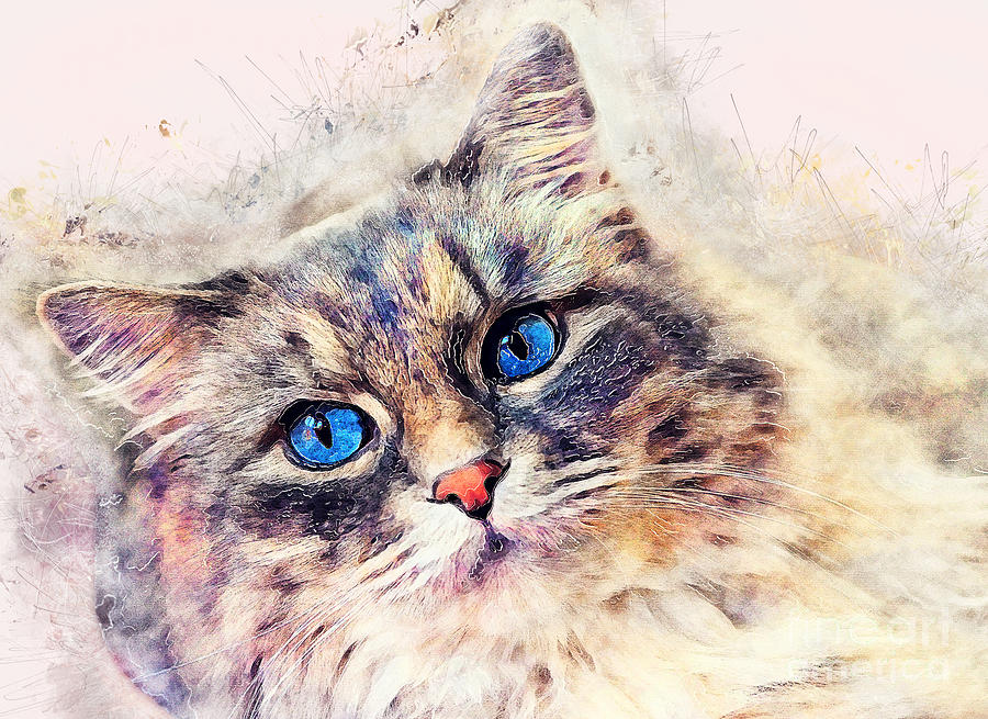 cat Diana Painting by Justyna Jaszke JBJart