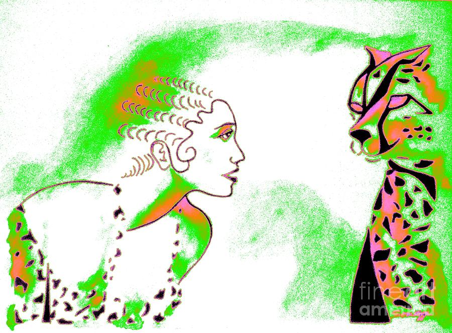 Cat Eyes -- Neon Green Painting by Jayne Somogy
