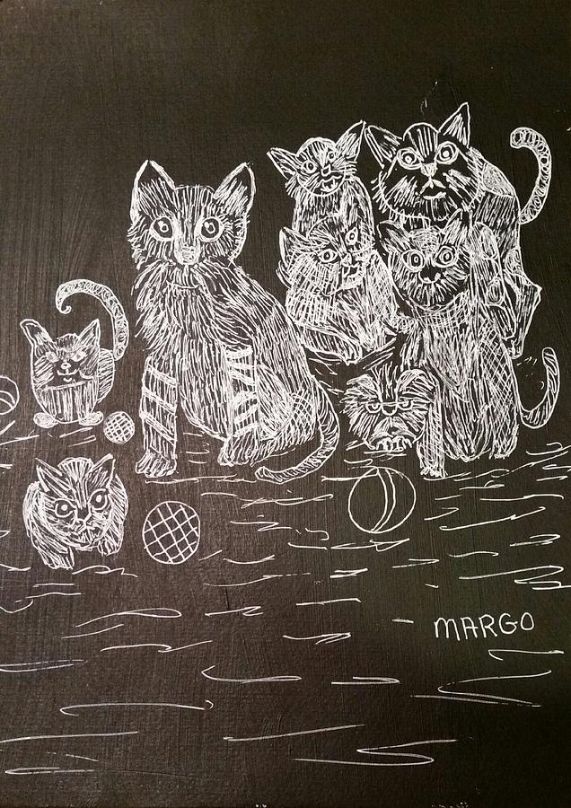 Cat Family Drawing by Margo Washburn - Fine Art America