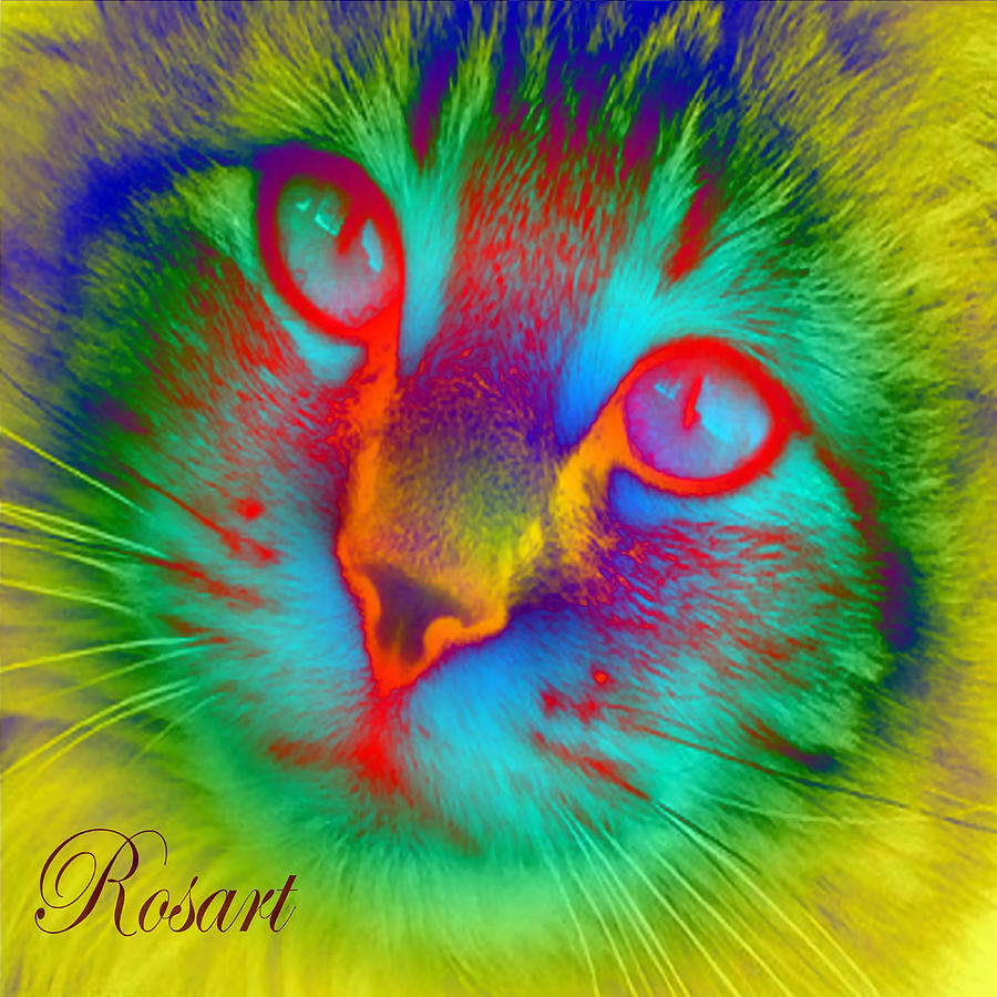  Cat  Fluorescent  Digital Art by Rosa Maria Intorre
