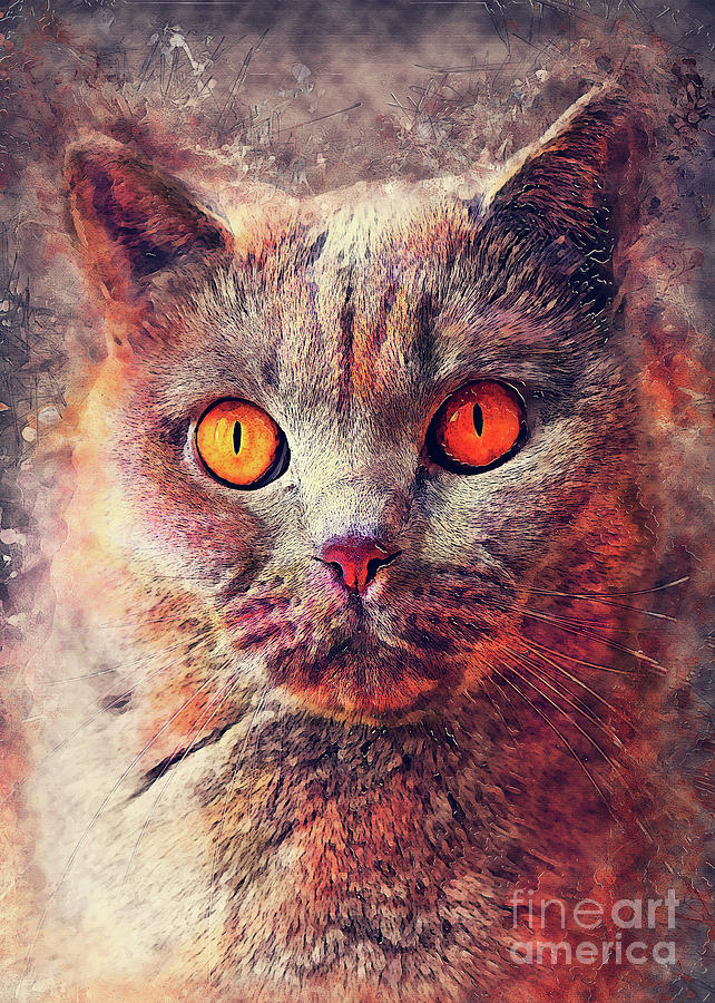 cat Gina  Digital Art by Justyna Jaszke JBJart