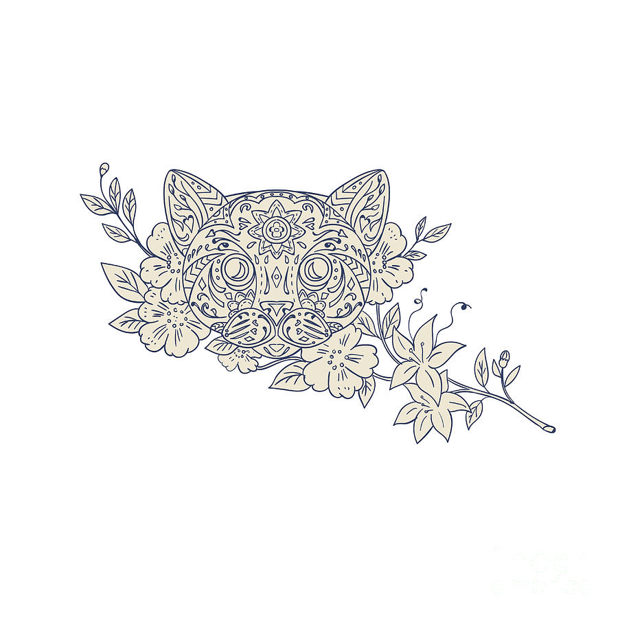 Cat Head Jasmine Flower Mandala Digital Art by Aloysius Patrimonio ...