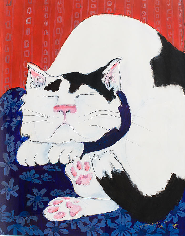 Cat I - Asleep Painting by Leela Payne
