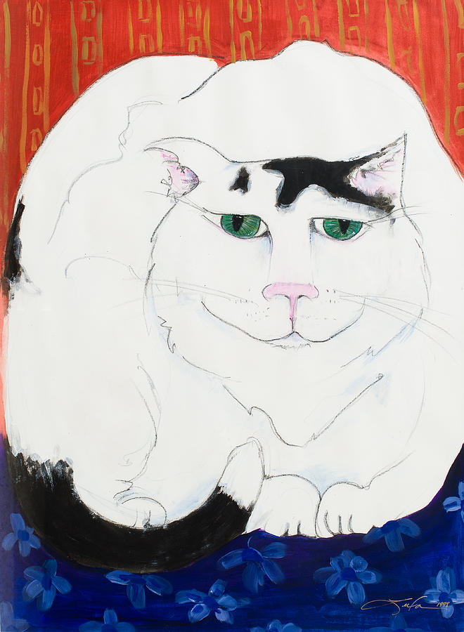 Cat II - Cat Dozing Off Painting by Leela Payne