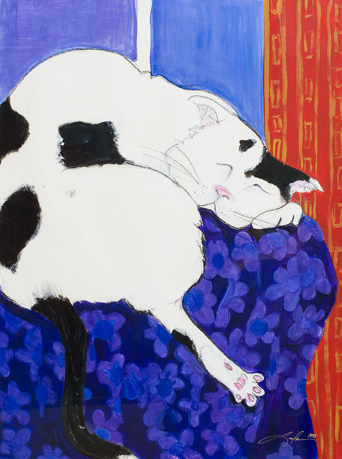 Cat III Peaceful   Painting by Leela Payne