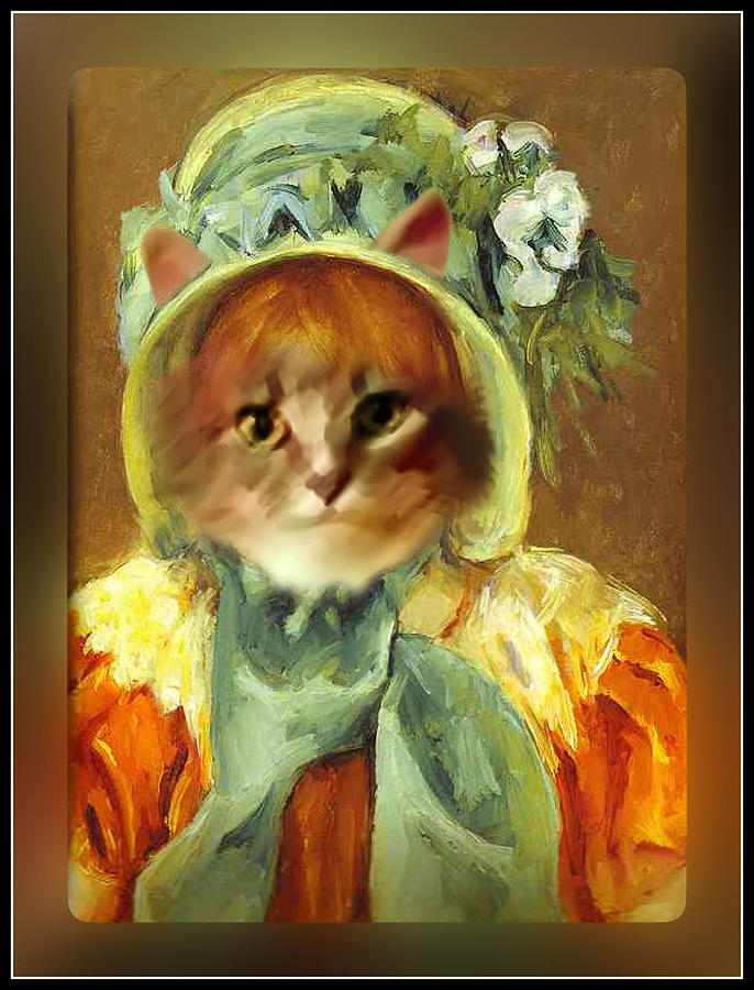 Cat in Bonnet Painting by Gravityx9 Designs
