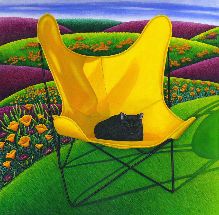 Flower Painting - Cat in Butterfly Chair by Carol Wilson
